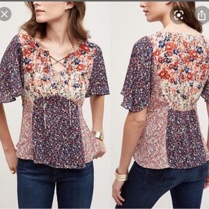 Anthropologie Floral Blouse